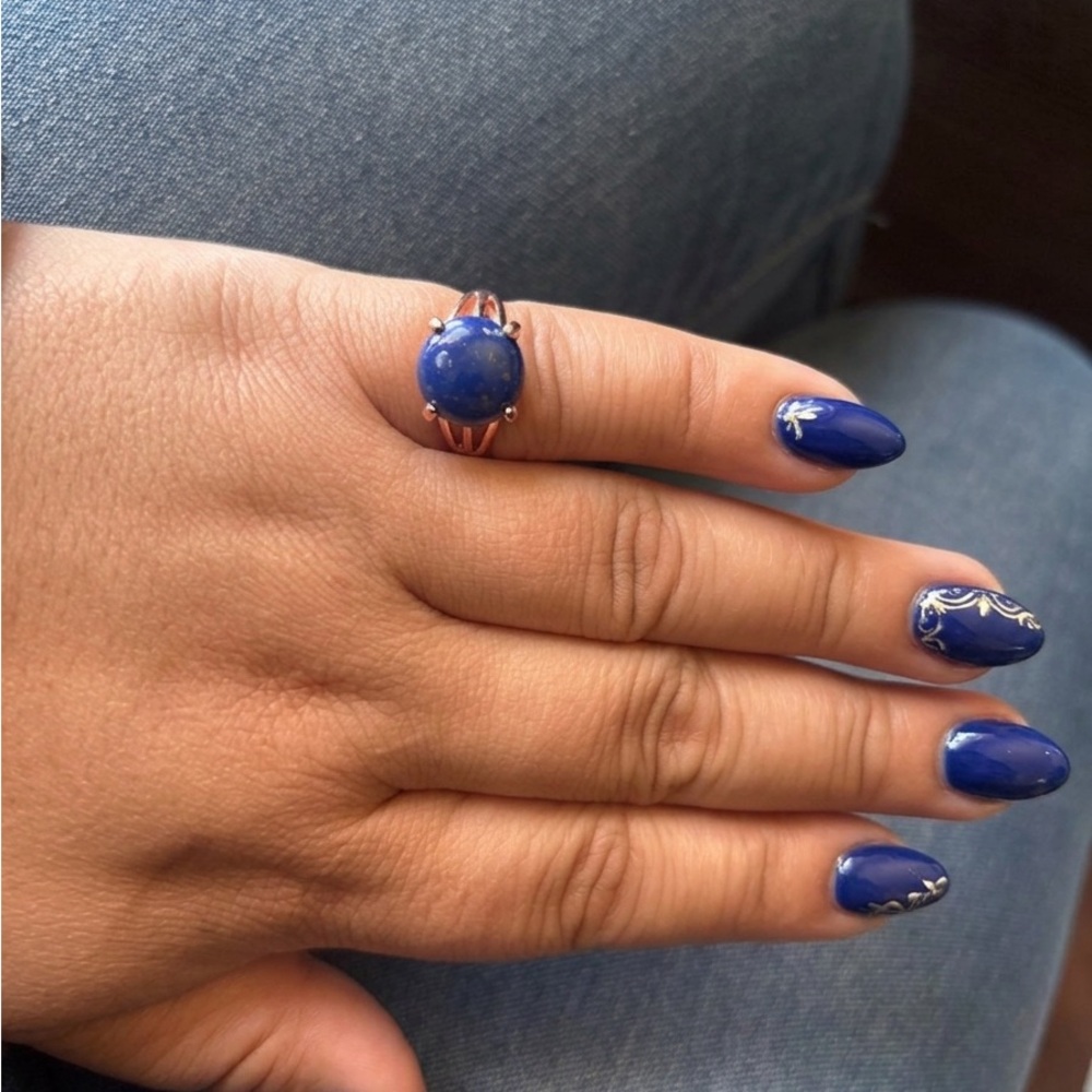 Size 8 Blue Lapis Dome Ring